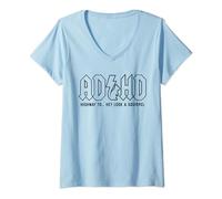 Womens ADHD Highway To... Hey Look, A Squirrel, ADHD is awesome V-Neck T-Shirt