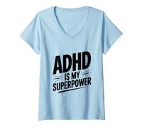 Women's ADHD is My Superpower V-Neck T-Shirt