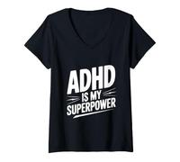 Women's ADHD is My Superpower V-Neck T-Shirt
