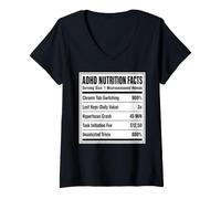 Women's ADHD Nutrition Facts Funny V-Neck T-Shirt