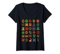 Womens Adinkra Symbols from Ghana Collection Tribal Art African V-Neck T-Shirt