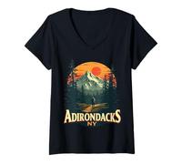 Women's Adirondacks NY Hiking Mountains Nature Lovers Design V-Neck T-Shirt