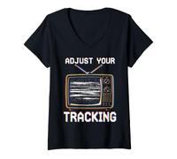 Women's Adjust Your Tracking Gen X VHS Retro V-Neck T-Shirt