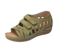 Women's Adjustable Ankle Strap Wedge Sandals - Stylish Peep Toe Flatform Shoes for Summer in Green Sandals for Women