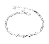 Women's Adjustable Bracelet 925 Sterling Silver Heart Cuff Fashion Jewellery Accessories for Banquet Wedding Bracelets Teenager Boy, one size, Alloy Steel, No Gemstone