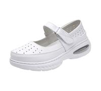 Women's Adjustable Hollow Out Breathable Walking Casual Nursing Orthotic Shoes, Restaurant Loafer Waterproof Work Shoes, for Medical Workers, Doctors, Healthcare Providers(5.5 UK) White
