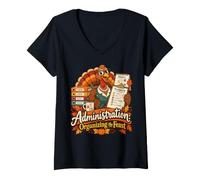 Women's Administration Organizing the Feast Thanksgiving Office Desi V-Neck T-Shirt