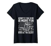 Women's Admit It The Gym is More Fun When I'm Here, Funny Workout V-Neck T-Shirt