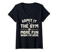 Women's Admit It The Gym is More Fun When I'm Here Funny Workout V-Neck T-Shirt