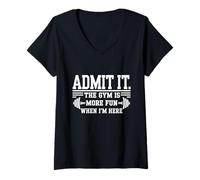 Women's Admit It The Gym is More Fun When I'm Here Funny Workout V-Neck T-Shirt