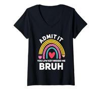 Womens Admit It You Low Key Missed Me Bruh Teacher First Day School V-Neck T-Shirt