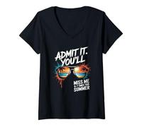 Women's Admit It You Will Sarcastic Coworker Leaving for Summer V-Neck T-Shirt