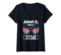 Women's Admit It You Will Six to Seven Times Summer Break Vacation V-Neck T-Shirt