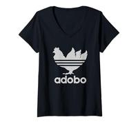 Womens Adobo Distressed Philippines Filipino Pinoy Pinay V-Neck T-Shirt