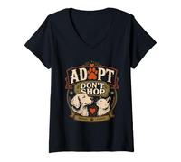 Women's Adopt Adopt Don't Shop Funny Animal Welfare V-Neck T-Shirt
