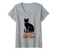 Womens Adopt Don't Shop Animal Rescue Message V-Neck T-Shirt