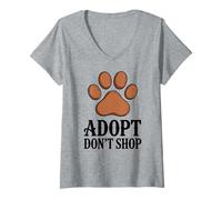 Womens Adopt Don't Shop Animal Shelter Slogan Pet Adoption V-Neck T-Shirt