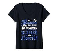 Womens Adoption Day Grandpa Forever Blessed Adoptive Grandfather V-Neck T-Shirt