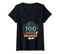Womens Adorable 100 Days Smarter Celebration V-Neck T-Shirt