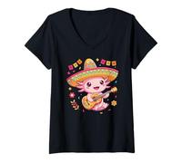 Women's Adorable Axolotl Mariachi Fiesta V-Neck T-Shirt