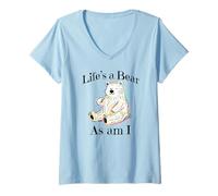 Women's Adorable Bear Pointing to Itself Life's A Bear As Am I V-Neck T-Shirt