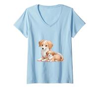 Women's Adorable Cavalier King Charles Spaniel Dog Puppy V-Neck T-Shirt