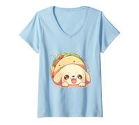 Women's Adorable Kawaii Golden Retriever Taco Dog Chibi Cute V-Neck T-Shirt