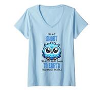 Women's Adorable Owl Not Short More Down to Earth Funny Saying V-Neck T-Shirt