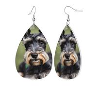 Womens adorable schnauzer Print Leather Earrings Teardrop Dangle Earrings Jewelry Outfits Accessories