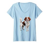 Womens Adorable Springer Spaniel Illustrated Design V-Neck T-Shirt