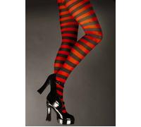Womens Adult Halloween Red & Black Fancy Dress Cosplay Striped Tights