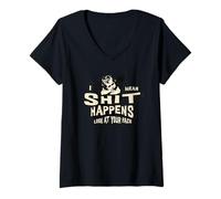 Womens Adult Humor Shit Happens Look at Your Face Poop Accessories V-Neck T-Shirt