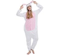 Women's Adult Pajamas Unisex Animal Onesies Novelty Pyjamas Nightwear Halloween Homewear Cosplay Costume Loungewear Onepiece, XL( 178-187CM ), White Rabbit