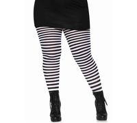 Womens Adult Plus Size White Fancy Dress Cosplay Striped Tights Leg Avenue