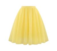 Women's Adult Teen Tulle Tutu Skirts Rave Skirts Solid Color High Waisted A-Line Knee Length Skirt Fancy Dress Ballet Petticoat Party Underskirts Rave Party Dancing for Women UK Yellow
