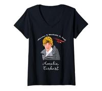 Women's Adventure is Worthwhile in Itself A.Melia Earhart Day V-Neck T-Shirt
