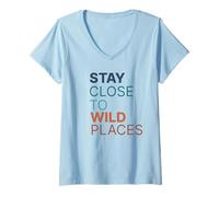Women's Adventure Outdoors Stay Close to Wild Places Horizon Seeker V-Neck T-Shirt