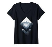 Women's Adventure Peaks Minimalist Hiking Scene V-Neck T-Shirt