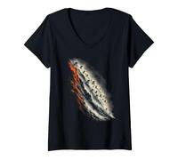 Women's Adventurous Mountain Biking on a Volcanic Slope V-Neck T-Shirt