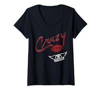Women's Aerosmith - Crazy V-Neck T-Shirt, Black, X-Large