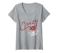 Women's Aerosmith - Crazy V-Neck T-Shirt, Heather Grey, XX-Large