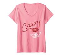 Women's Aerosmith - Crazy V-Neck T-Shirt, Pink, Small