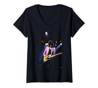 Womens Aerosmith Live in Boston Joe Perry by Michael Grecco V-Neck T-Shirt