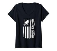Womens Aerospace Engineer American Flag Patriotic Engineering V-Neck T-Shirt