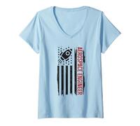 Womens Aerospace Engineer American Flag Patriotic Engineering V-Neck T-Shirt