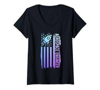 Womens Aerospace Engineer American Flag Patriotic Engineering V-Neck T-Shirt