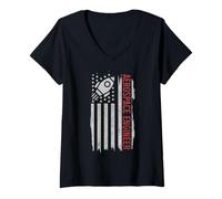 Womens Aerospace Engineer American Flag Patriotic Engineering V-Neck T-Shirt