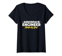 Women's Aerospace Engineer Made by God V-Neck T-Shirt