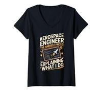 Women's Aerospace Engineer The Hardest Part is Explaining What I Do V-Neck T-Shirt