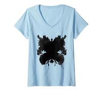 Womens Aesthetic Moth Ink Blot Rorschach Psychology Student Teacher V-Neck T-Shirt